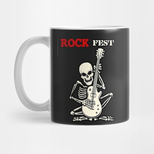 Skeleton Plays Guitar Rock Festival Poster. Mug